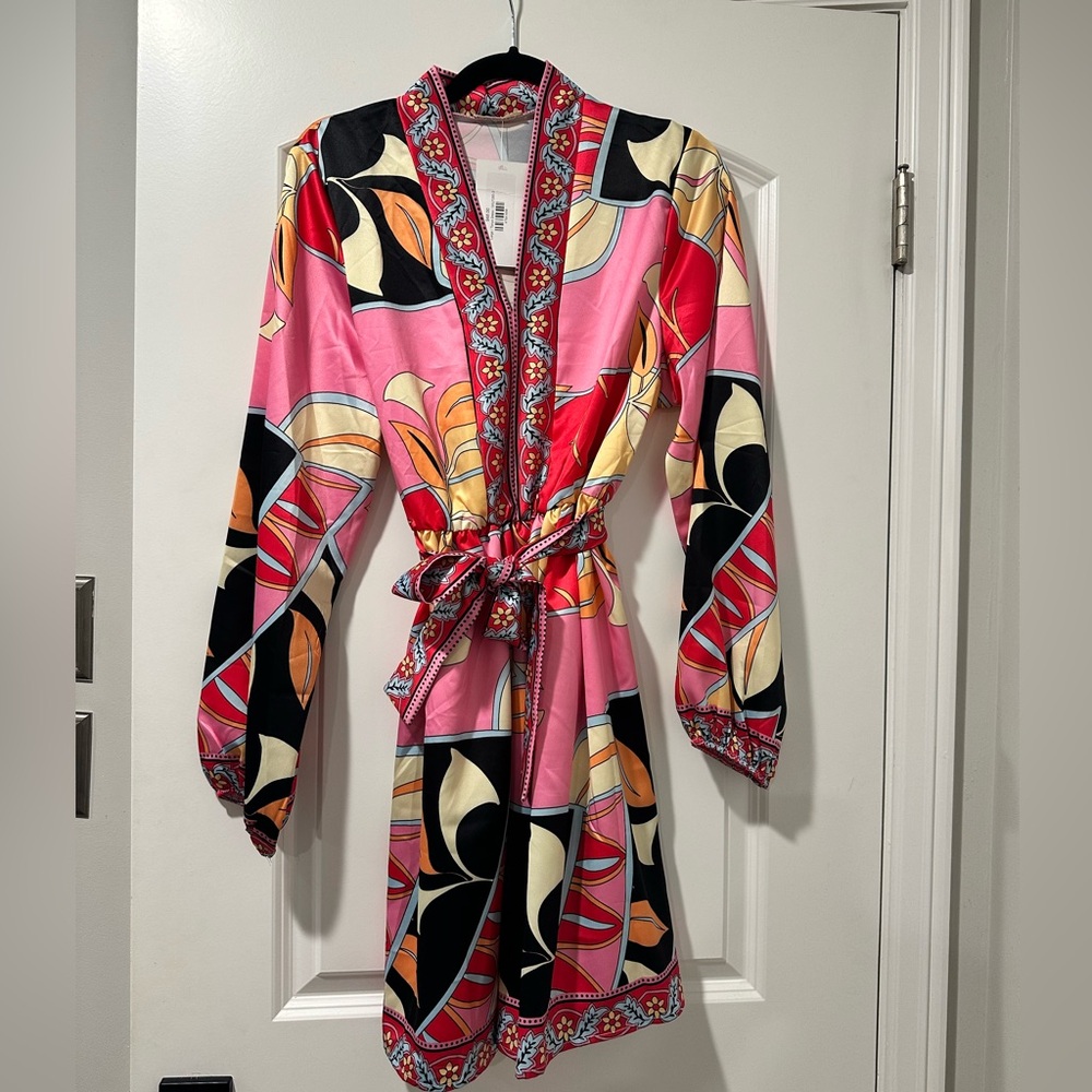 Vibrant Pink and Black Patterned Dress